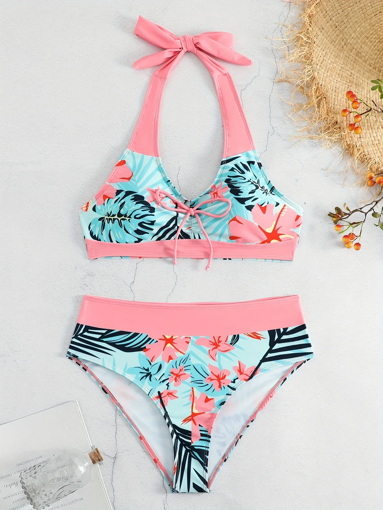 

2025 Halter Bikinis High Waist Sexy Swimsuit Women Printed Floral Swimwear Female Bathers Bathing Swimming Swim Suit Beachwear