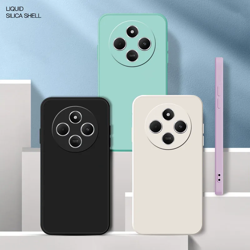 Für Xiaomi Redmi 14C 14R 4G 5G Platz Flüssigkeit Silikon Telefon Fall für POCO C75 5G Kamera schutz Abdeckung Fundas