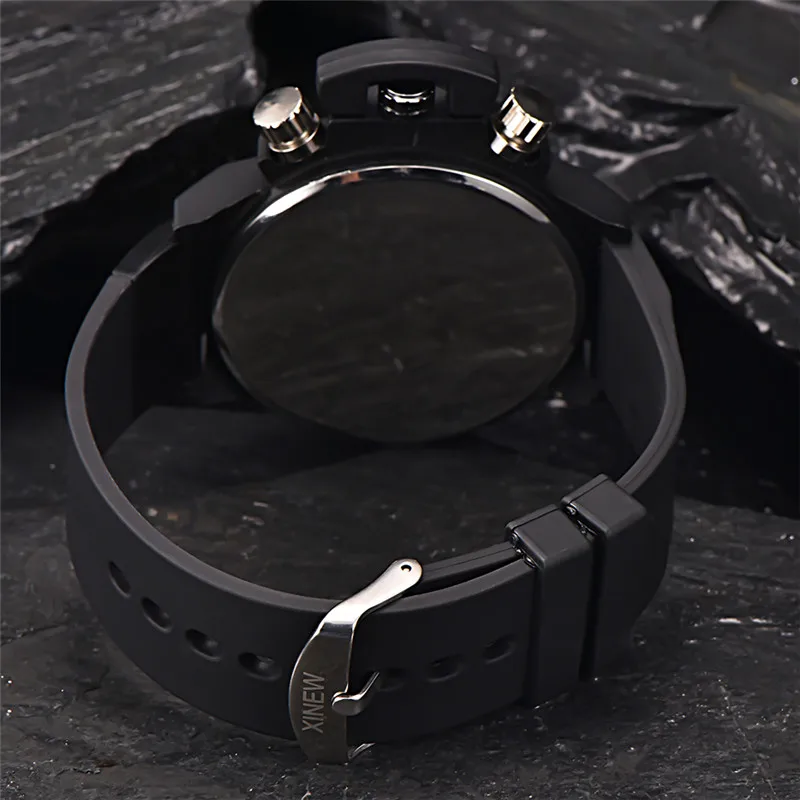 Men Genuine XINEW Brand Watches Students Boys Fashion Casual Rubber Band Simple Sports Date Quartz Watch Black Reloj Hombre 2024