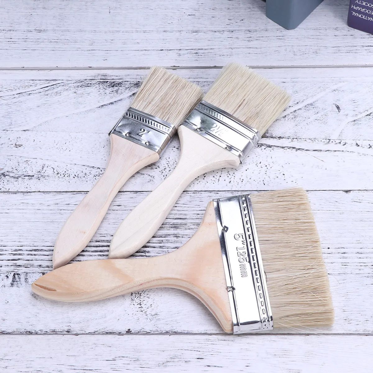 5 in 1 Thickened Painting Chip Brush Multi Use Touchup Paint Brush Kitchen Basting Tool Absorbent Sturdy Natural Hair Smooth