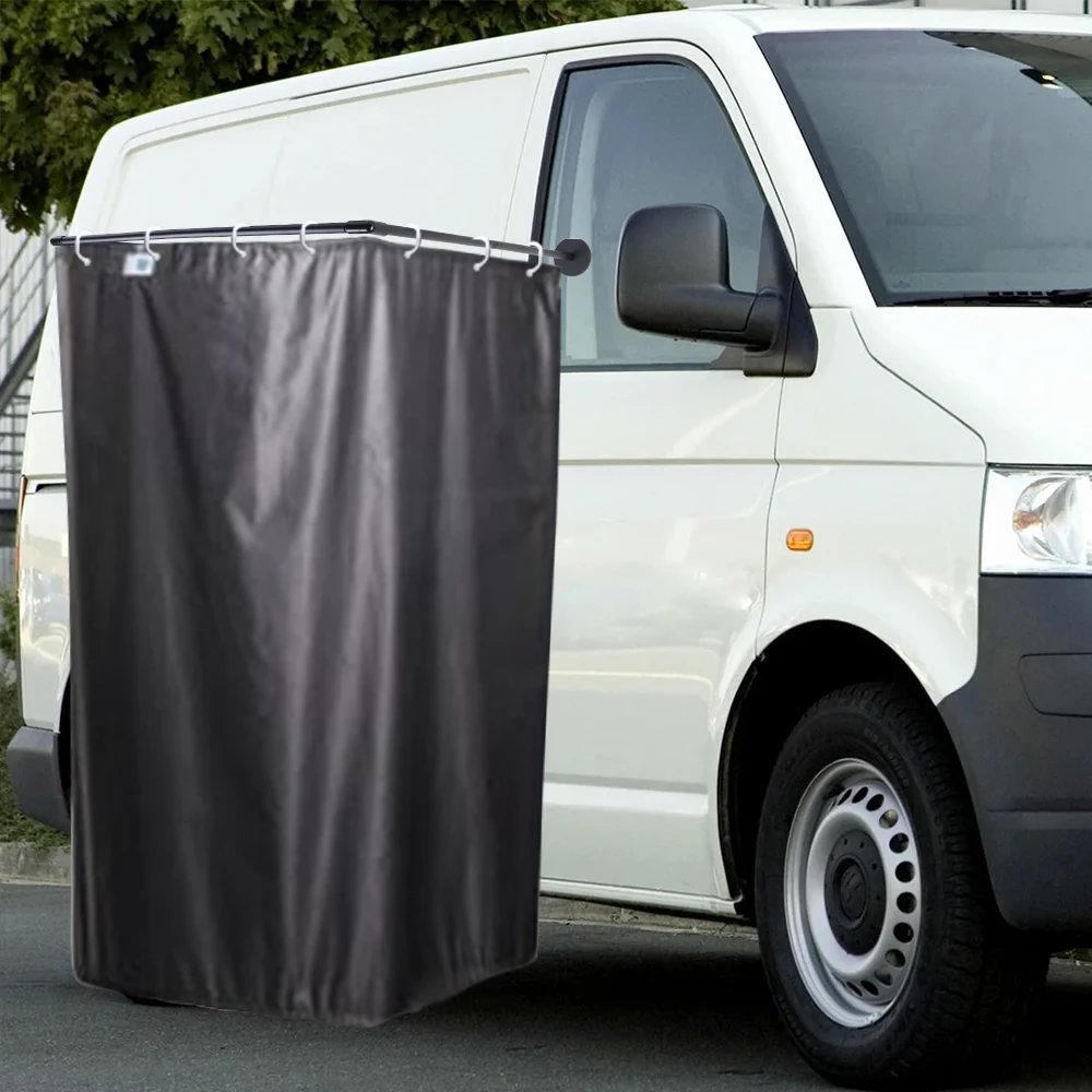 Caravan Outdoor Shower Enclosure Kits with Magnetic Bracket Rod and Shower Curtain for Camping Motorhomes RV Parts