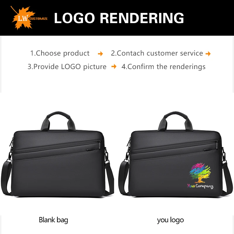 Customized Laptop Bag with Logo 15 Inch 17 Inch Men's Shoulder Crossbody Business Bag Wholesale Printing Image