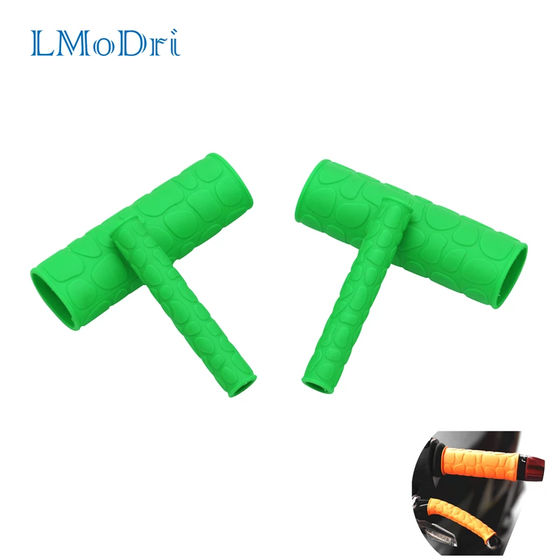 

LMoDri 1 Pair Motorcycle Handle Grips Cover With Pattern and 1 Pair Handbrake Lever Covers Motorcycle Scooter E-bike Universal