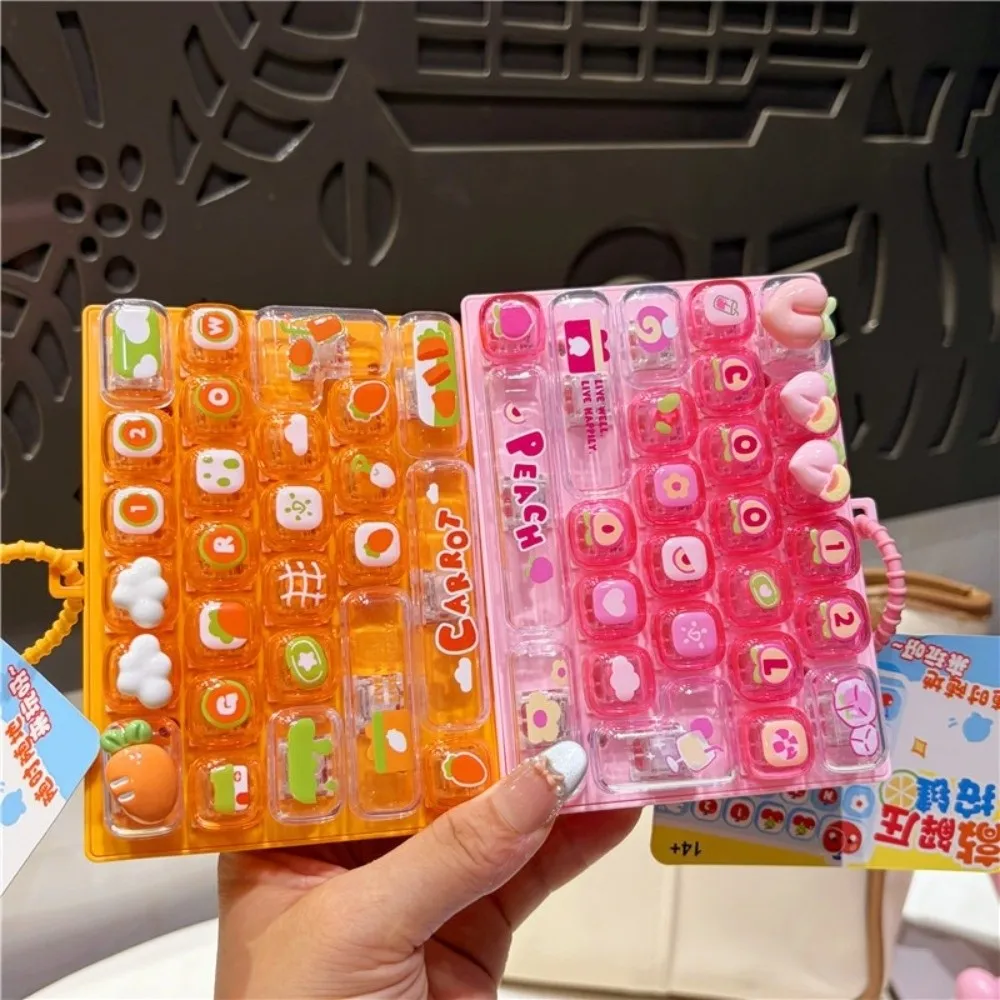 26 Keys Mechanical Keyboard Fruit Cherry Peach Hangable Stress Relief Fidget Clear Key Sounds Gift Bag Pendant Charm