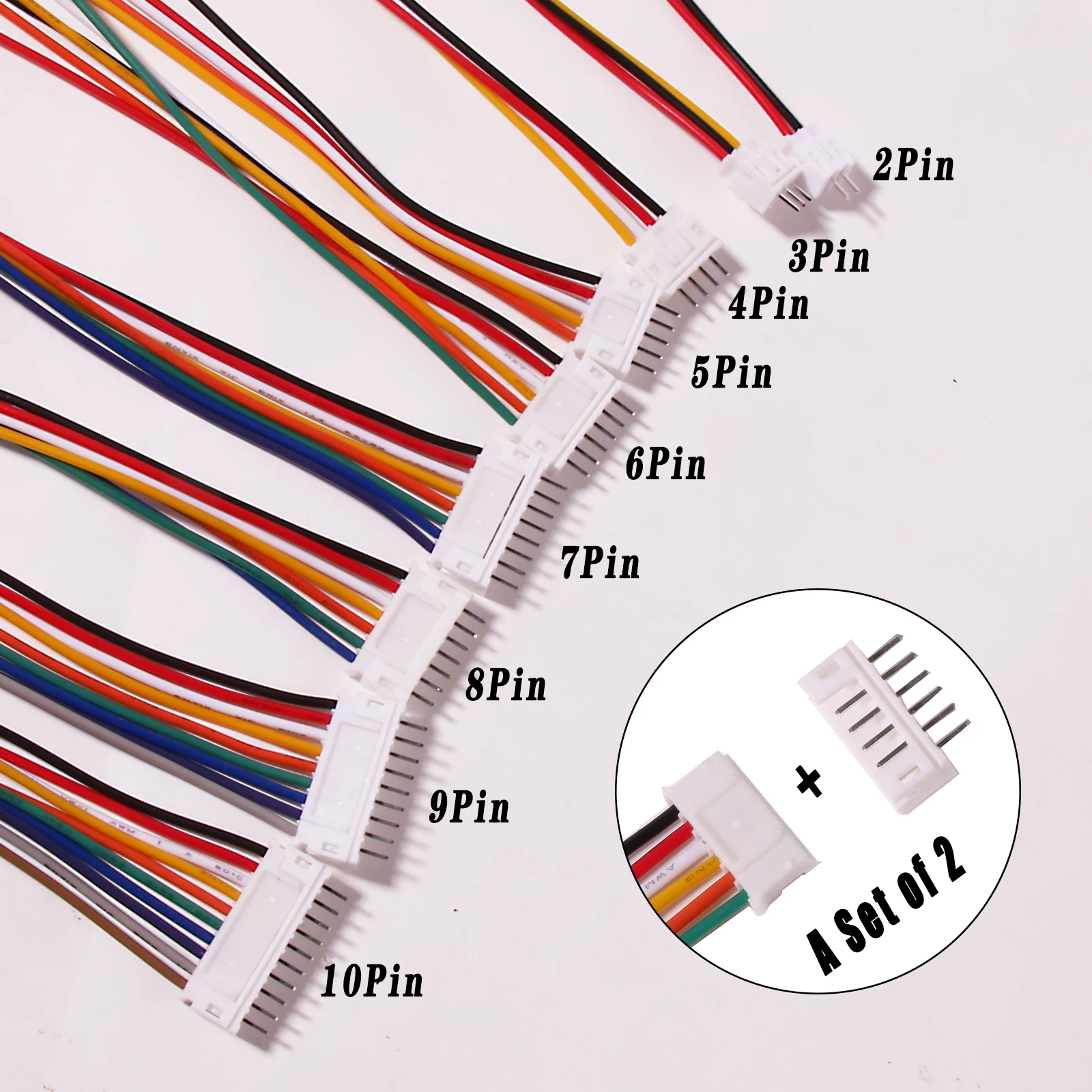 10/20sets JST PH 2.0 Connector Male Female 2pin/3pin/4pin/5pin/6pin/7p/8p/9p/10p Plug With Terminal 200mm Wires Cables Socket