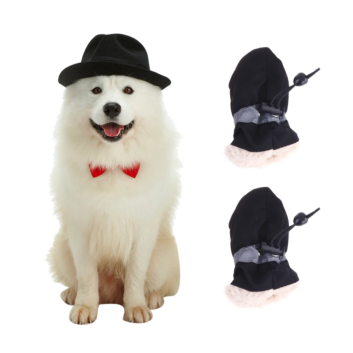 

4pcs Anti-Skid Pet Shoe Covers Non-Slip Dog Boots Waterproof Outdoor Paw Protector Thick Lining Adjustable Band Durable Walking