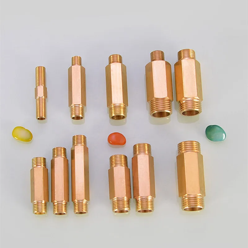 Copper External Direct Extension Pipe External Tooth Threaded 1/8 1/4 3/8 1/2 3/4 Male To Male Thread Adapter for Water Oil Gas