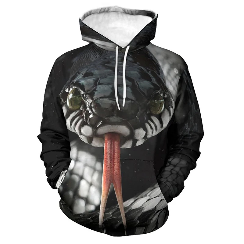 

Men's snake graphics hoodie oversized casual 3d printed large size sweatshirt Harajuku fashion millennium jumper clothing