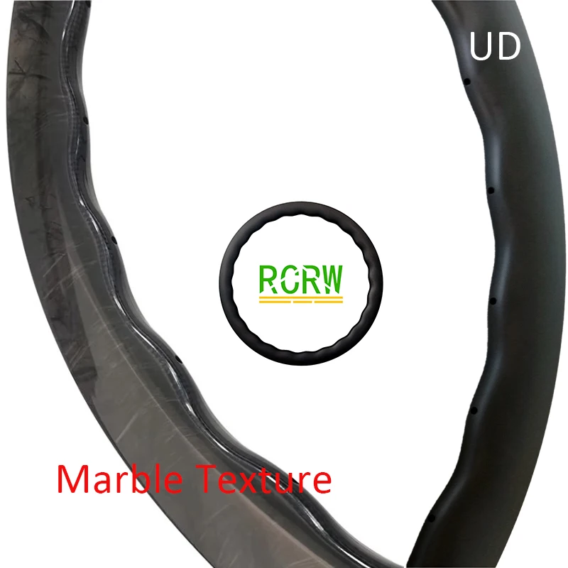 700C Waved Wavy Carbon Rim 28mm Wide 24Hole 45-50mm 55-60mm Deep Disc or Basalt High TG V Rim Brake UD Marble SL Light Wheel