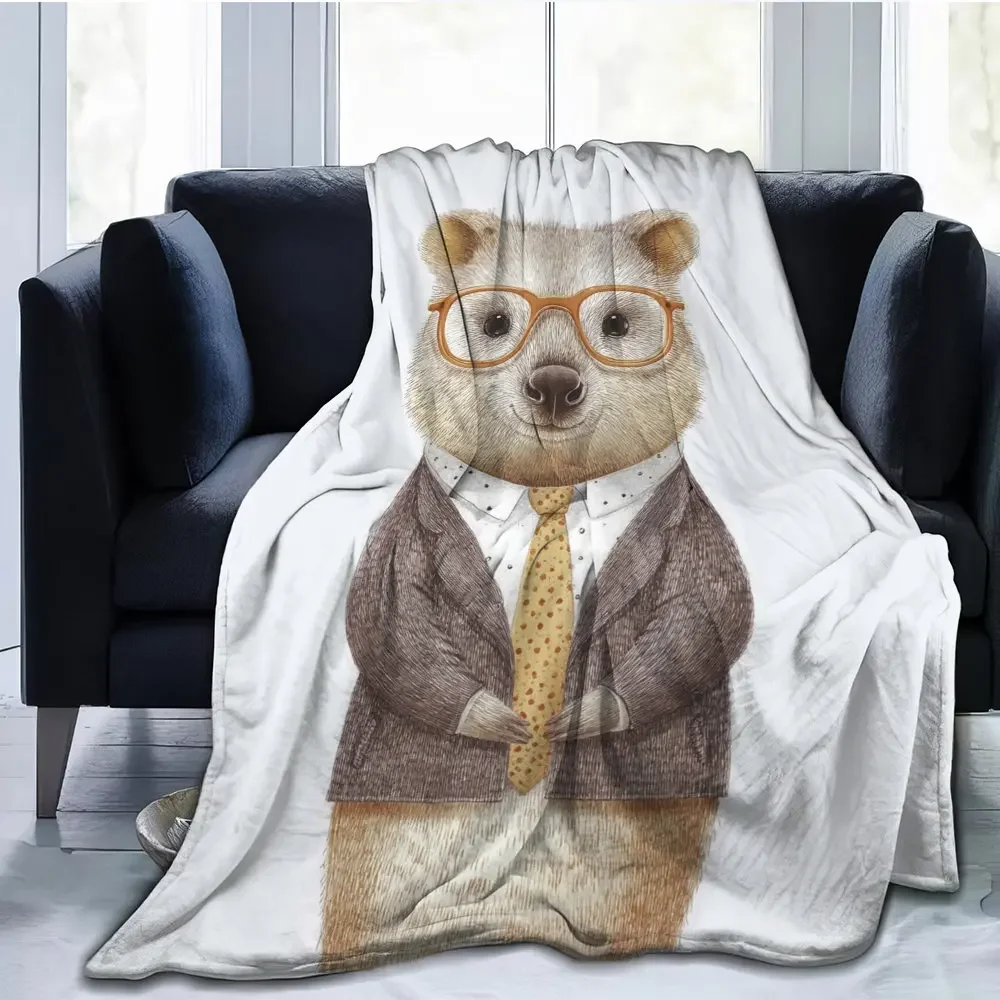 Kangaroo character and animal team Flannel printed blanket suitable for all seasons suitable for living room office sofa travel