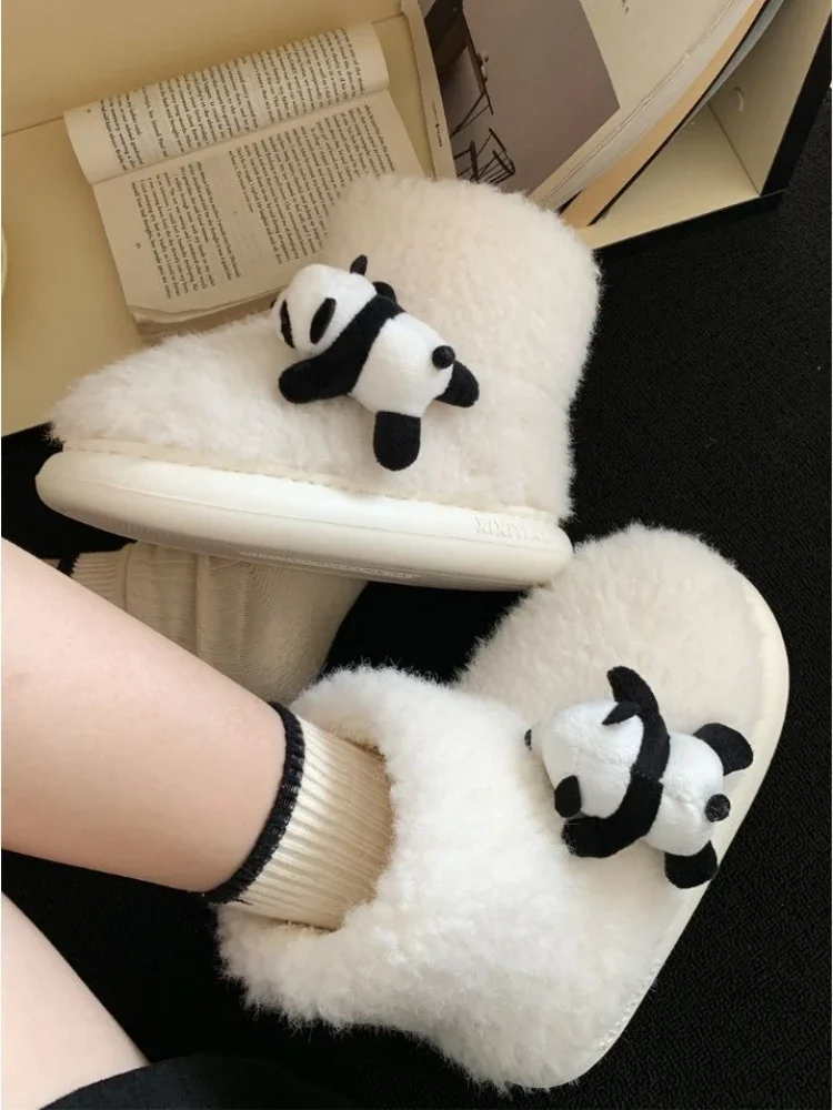 Winter Cute Bear Lamb Fur Fashion Snow Boots Women New Warm Non-slip Plus Cashmere Shoes Female Casual Thickened Cotton Shoes