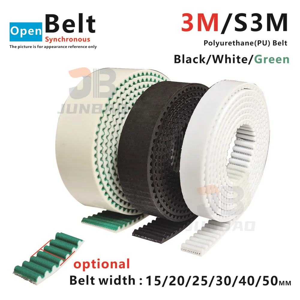 

Custom HTD 3M Open Timing Belt Width 10mm 15mm 20mm 30mm 40mm S3M PU Synchronous Belts Polyurethane with Steel Wire High quality