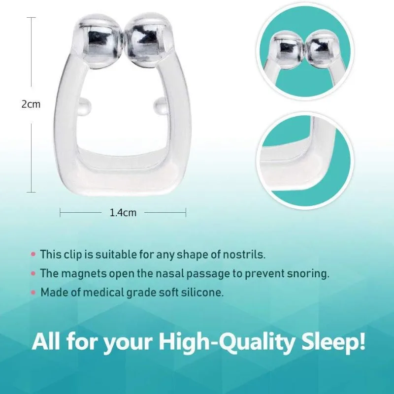 Silicone Magnetic Anti Snore Sleeping Aid, Anti Ronco Clipe Nariz, Bandeja do sono, Apnéia Guarda, Dispositivo Noite com Case, Ronco