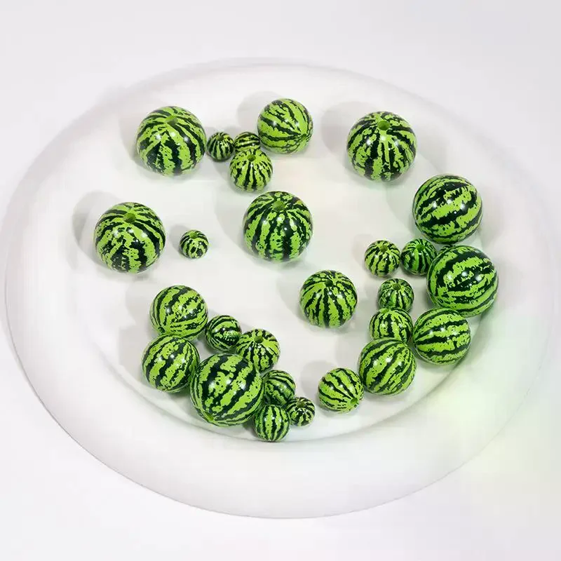 5Pcs Watermelon Shaped Acrylic Beads Red Green Loose Spaced Beads For Keychains Bracelet Making DIY Jewelry Accessories