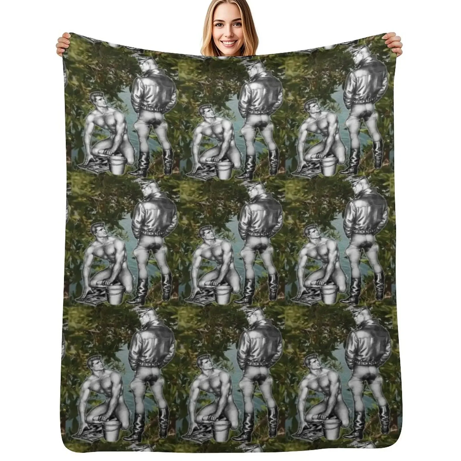 

Tom of Finland Riverside Physique Pictorial Throw Blanket for sofa Hairy Vintage Blanket