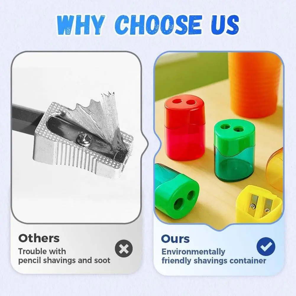 Double-hole Pencil Sharpener Manual Handheld Dual Holes Compact Pencil Sharpener Dual-Function Sharpener Stationery Supplies