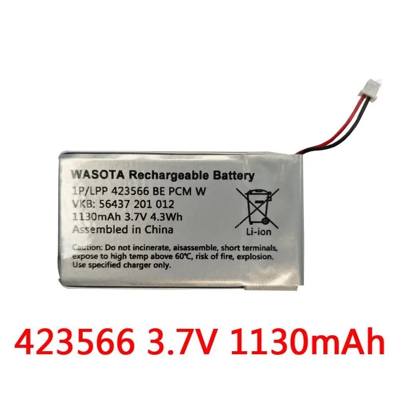 

423566 3.7V 1130mAh 56437 201 012 Rechargeable Lithium Ion Battery Pack