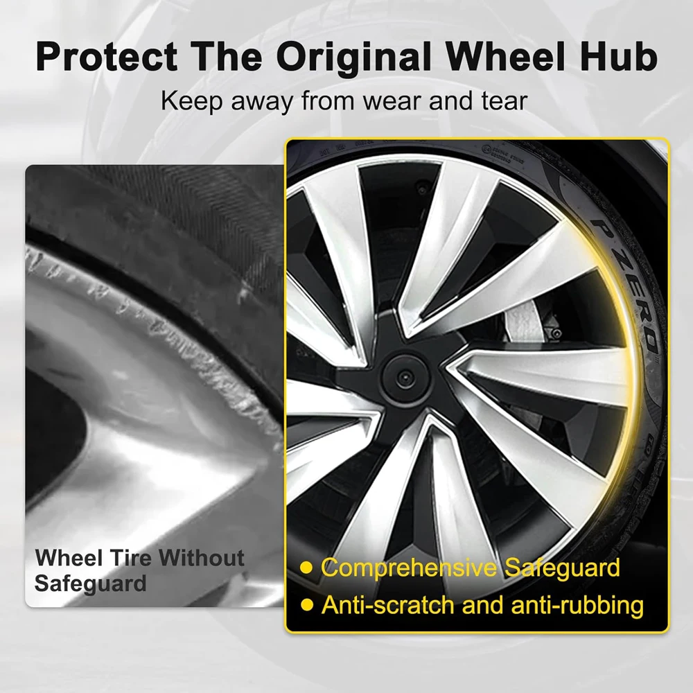 4PCS 19-Inch Wheel Cover for Tesla New Model Y Juniper Performance Hub Caps Crossflow Tire Hubcaps Full Rims Accessories 2025-26