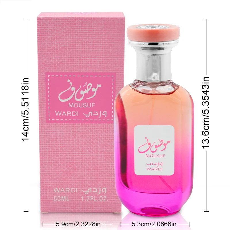 50ML/1.7FL.OZ Mousuf Wardi Eau de Parfum Spray for Women, Floral & Fruity Rich Smell Perfume Long Lasting Fragrance EDP