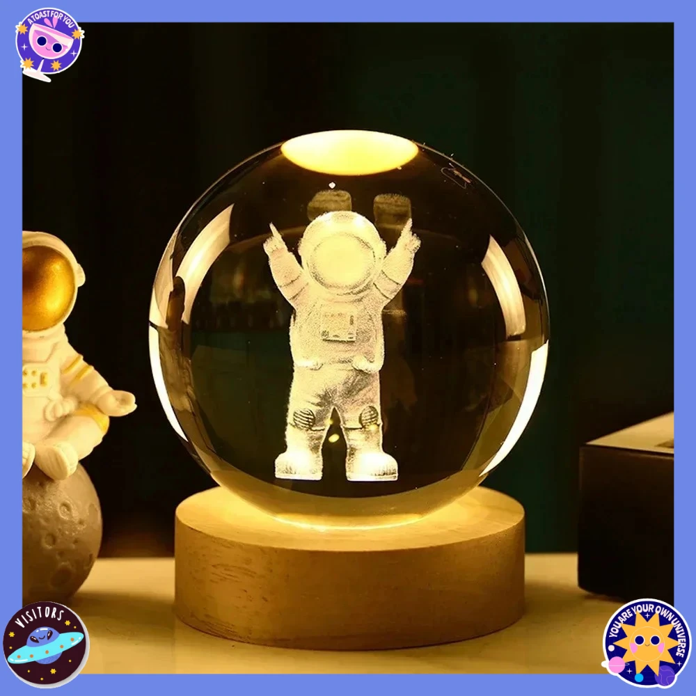 هدايا جديدة GGbingo ثلاثية الأبعاد كريستال الكرة غرزة رائد الفضاء النظام الشمسي زحل درب التبانة كريستال كوكب ضوء الليل الليزر نحت الهدايا