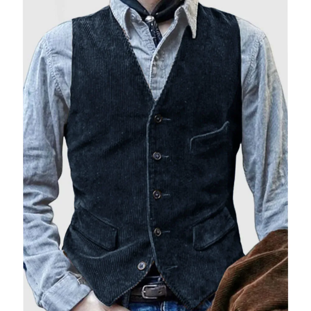 Chaleco para hombre, chaleco de pana para hombre, cintura delgada, chaleco de un solo pecho para hombre, chaleco exterior e interior para hombre, chaquetas, traje para hombre