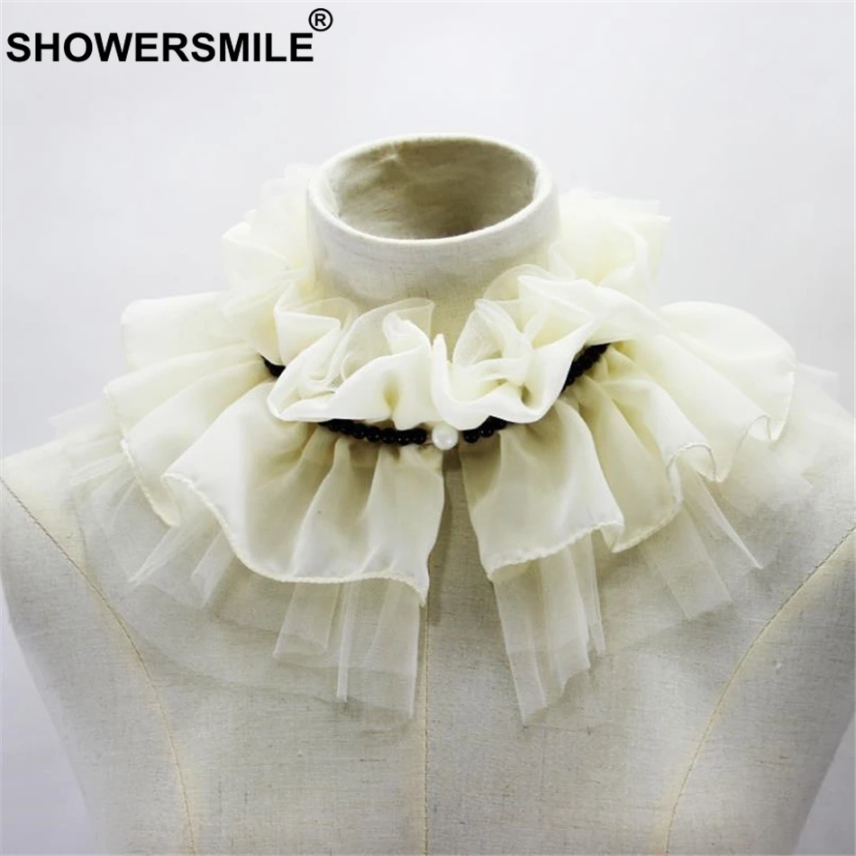 SHOWERSMILE Women Fake Collar Female High Neckline Halter Detachable Sweater False Collars Elastic Ruffles Autumn Accessories