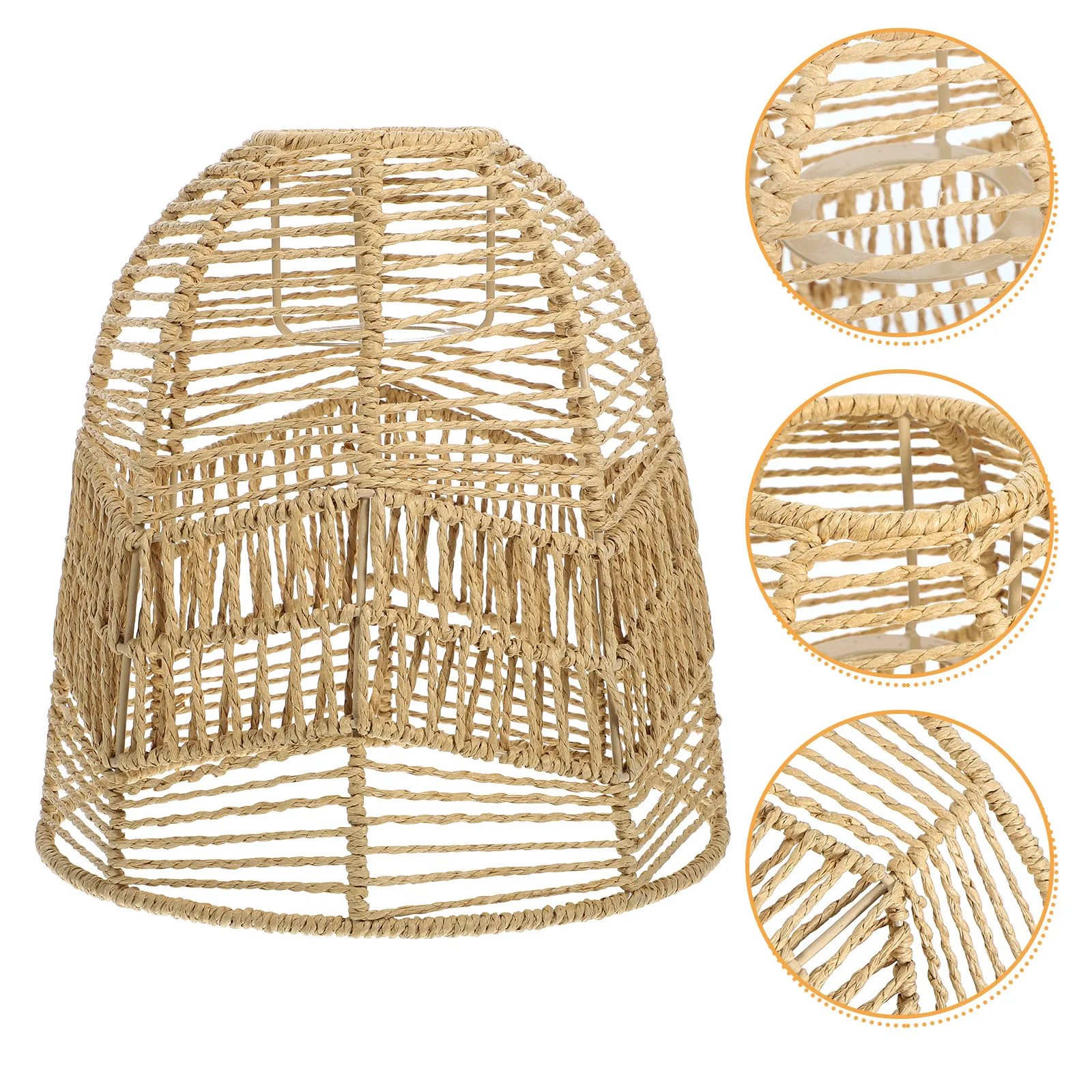 

Imitation Rattan Woven Lampshade Premium Material Simple Elegant Chandelier Lamp Cover Warm Light Decor Woven Lampshade