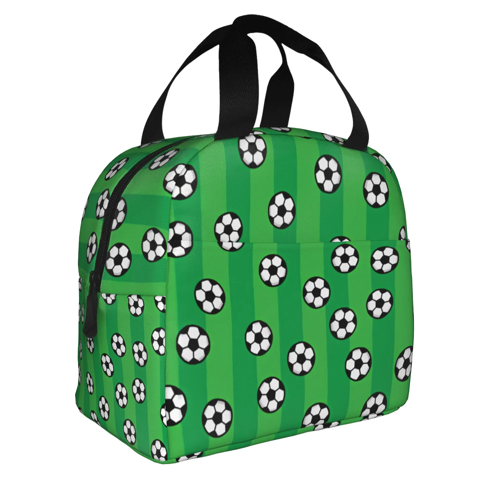 Sports Footbally Seamless Pattern Insulated Lunch Bag for School Office Soccerly  Resuable Cooler Thermal Bento Box Women Men