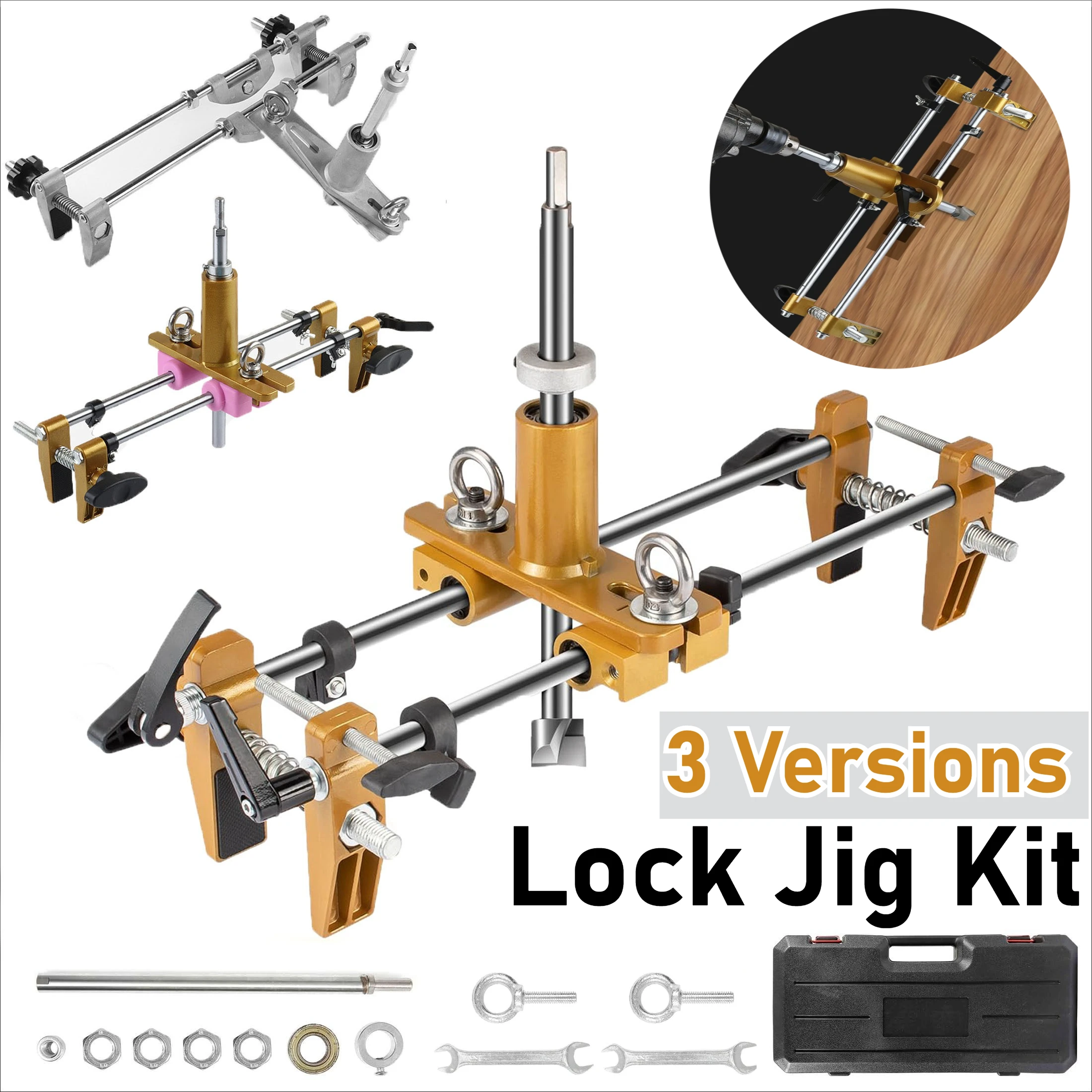 Door Lock Hole Opener Kit for Wooden Door with 3PCS/5PCS Tungsten Steel Cutter Blade for Angle Grinder & Electric Hand Drill