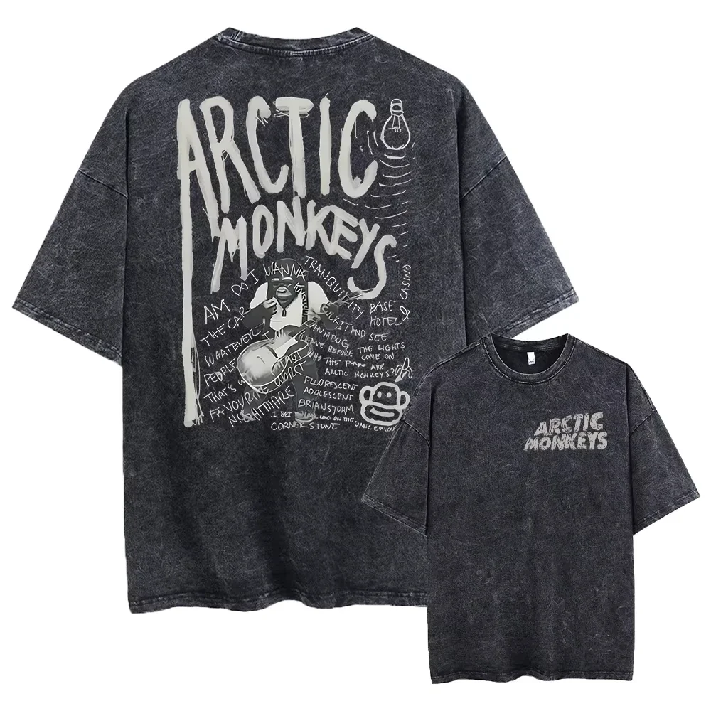 2025 Retro Rock Arctic Monkeys Music Album Graphic T-Shrit Men's Vintage Washed Oversized Short SleeveY2k Hip Hop Streetwear