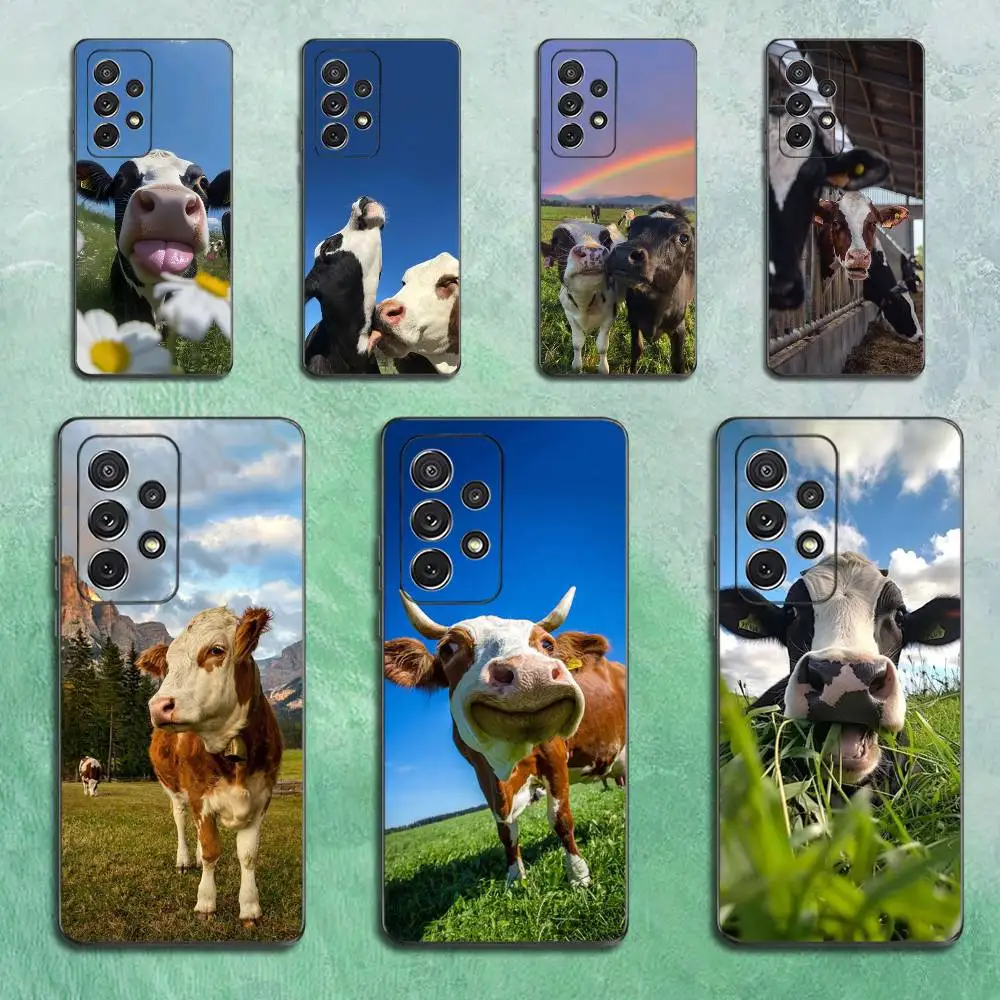 

Lovely Animal Milk Cow Case For Samsung S23,S25,S20,S10,S9,S21,S24,S22,Ultra,FE,Plus,Lite,Soft Silicone Black