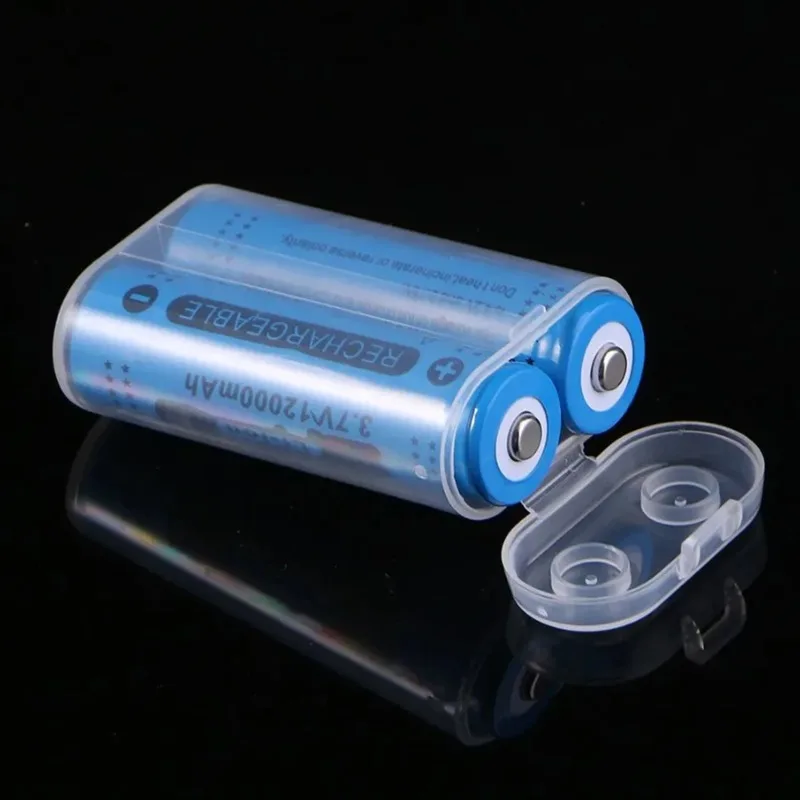 Round Transparent 18650 Battery Storage Case Holds 2 Cells Clear Visible Plastic Power Container Dustproof Shockproof Carry Box