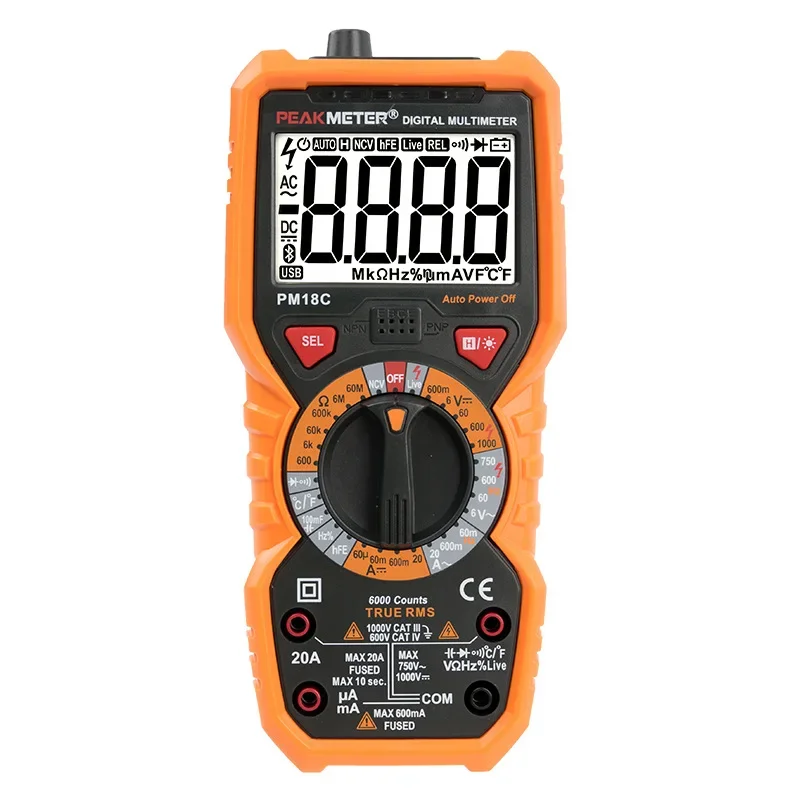 

Digital Multimeter PEAKMETER PM18C True RMS AC/DC Voltage Resistance Meter PM890D Capacitance Frequency Temperature NCV Tester