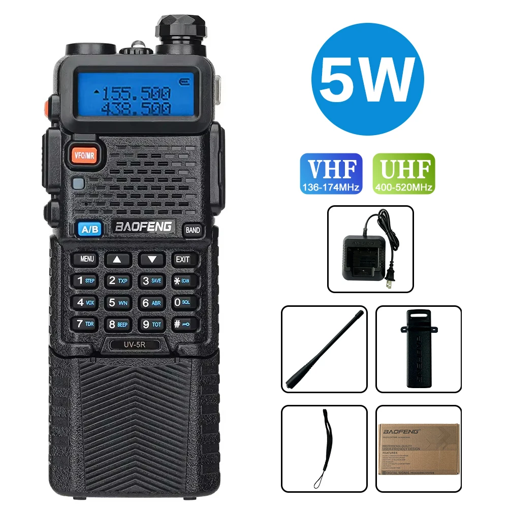 Baofeng UV-5R 5 W/8 W Walkie Talkie VHFUHF Dual Band 3800mAh ยาว Li-Ion แบตเตอรี่ 16KM ยาวช่วง UV5R HAM 2-Way วิทยุ