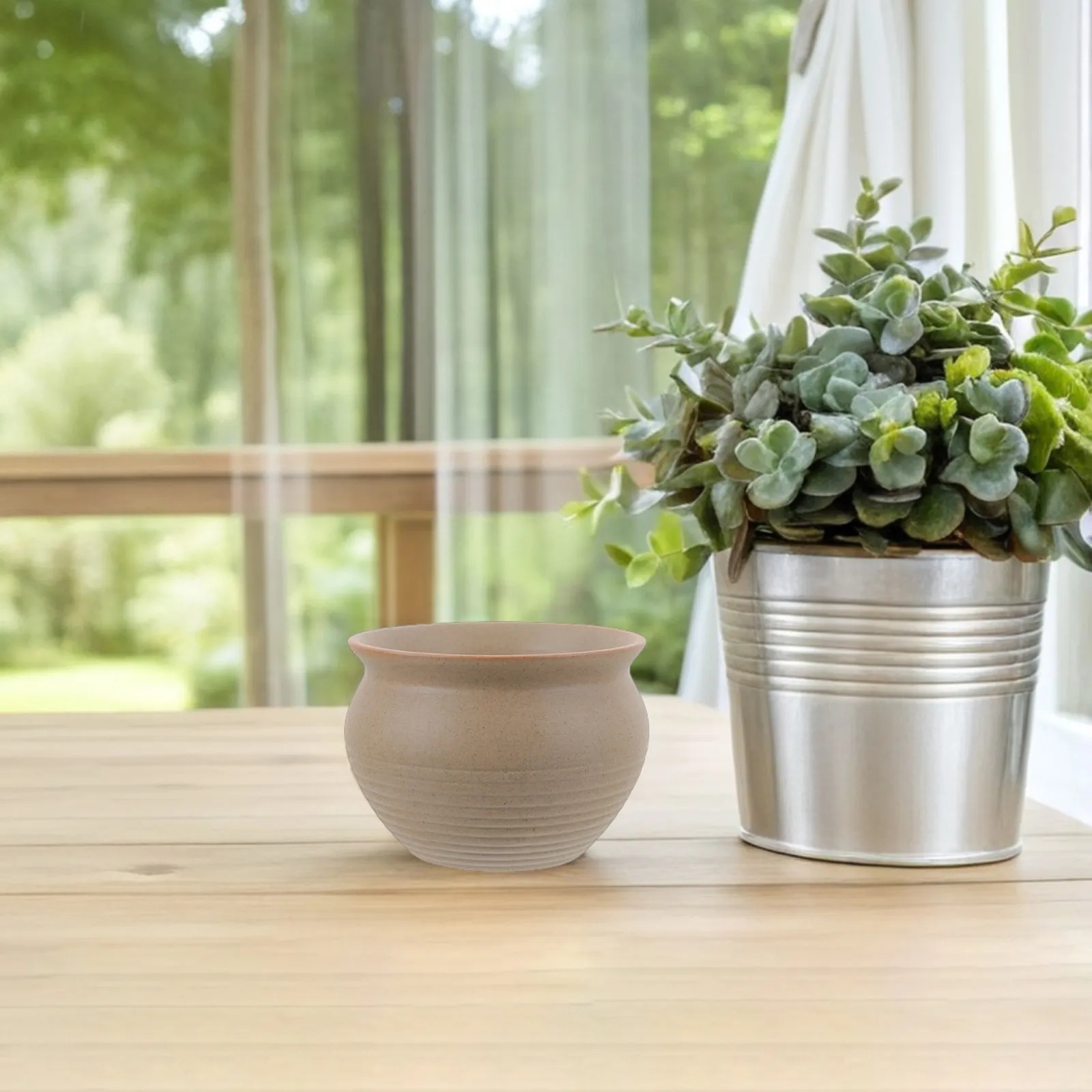 

Small Ceramic Flower Pot Rustic Zisha Pottery Planter for Succulents Indoor Plants Desktop Bonsai Balcony Decoration