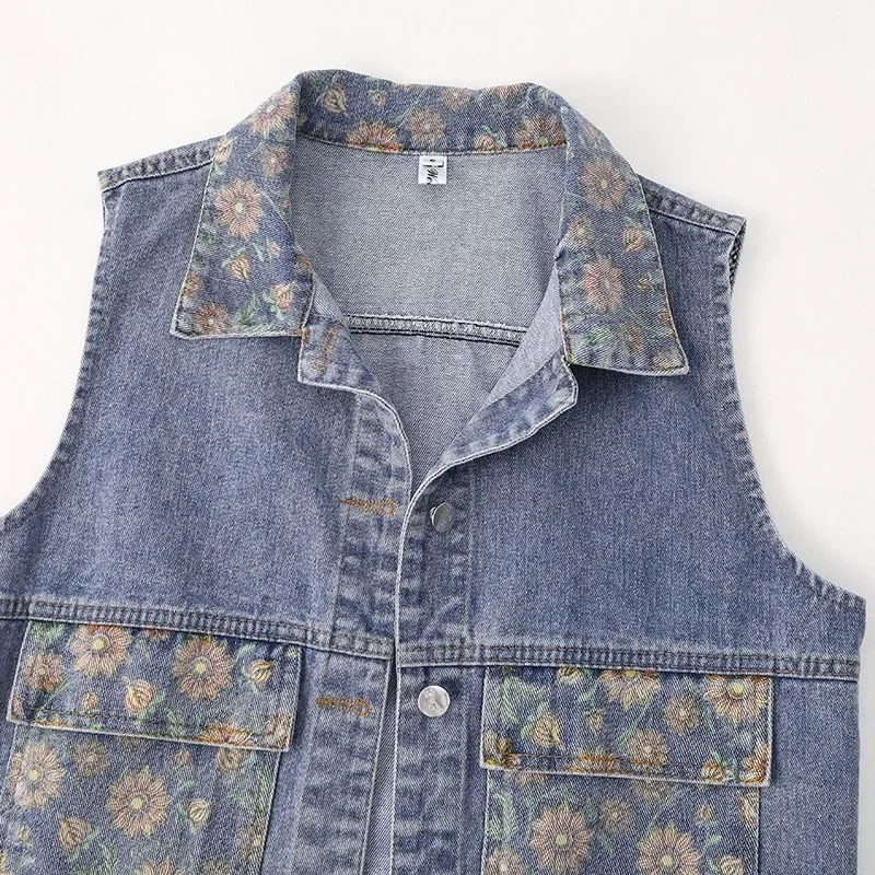

Women's Slimming Denim Vest 2025 New Stylish Versatile Printed Outerwear for Spring Autumn​