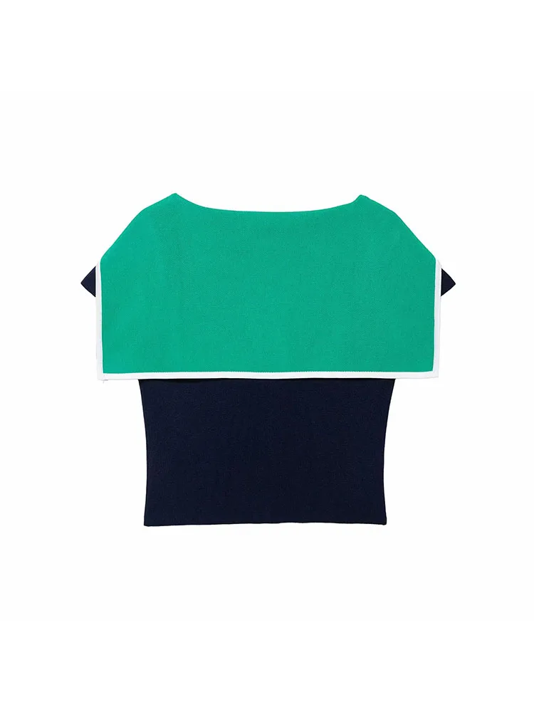 Women's New Fashion Short Cardigan Contrast Design Short Sleeve Knitted Tops For Women Single Breasted Knitted Cardiga