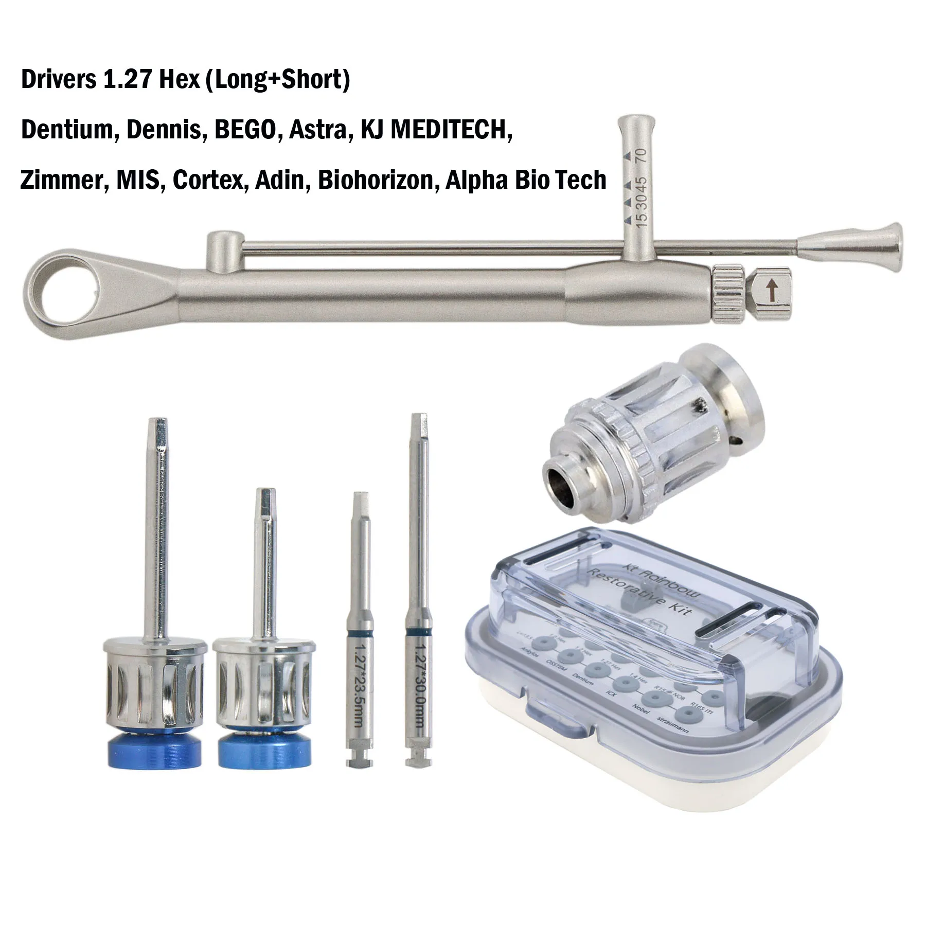 

Hex1.27 Driver Implant Screwdriver Dental Torque Wrench Ratchet for Dentium MIS Adin Camlog Sterilizing Box