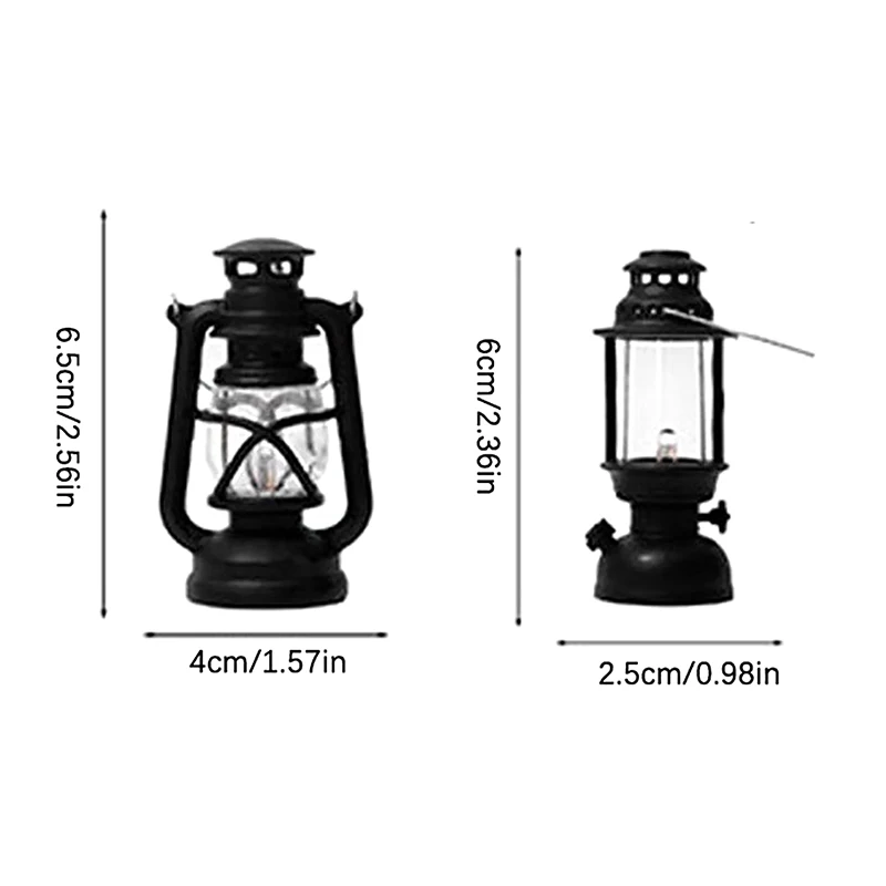 6cm Mini LED Retro leuchtende Pony Laterne Simulation Kerze Licht Öllampe Mini Petroleum Laterne Puppenhaus Dekor Szene Ornamente