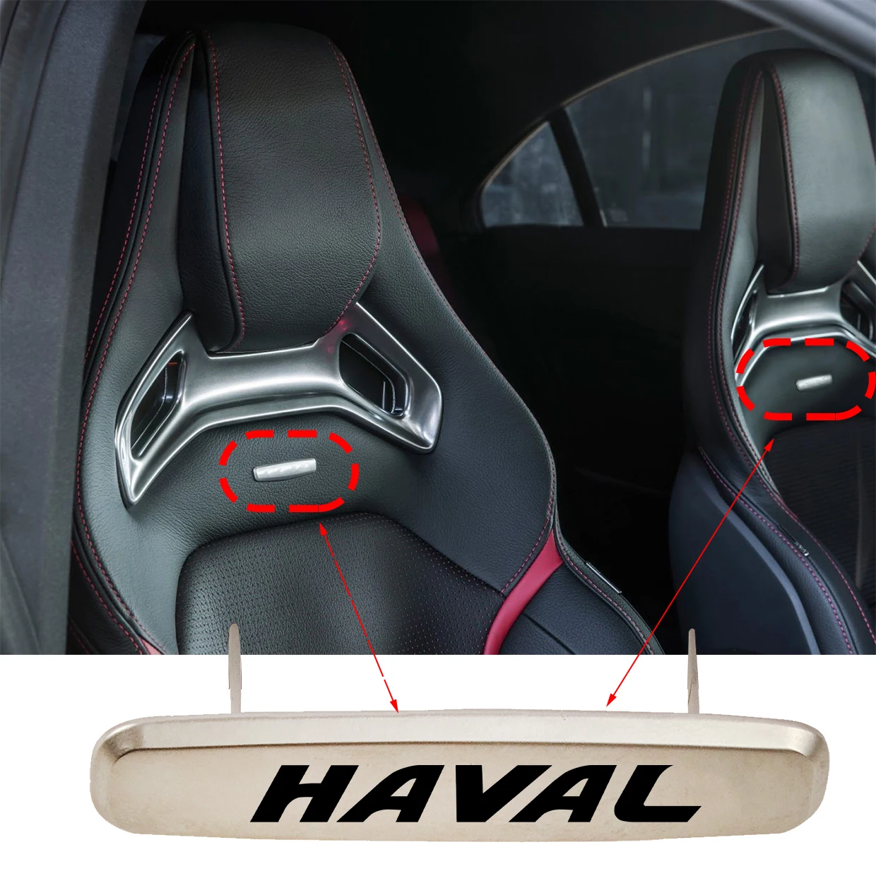 Car Seat Headrests Sticker Tuning Badges Metal For GWM Haval F5 F7 F7x H2 H2s H4 H5 H6 H7 H9 Jolion WEY H4 pro Car Accessories