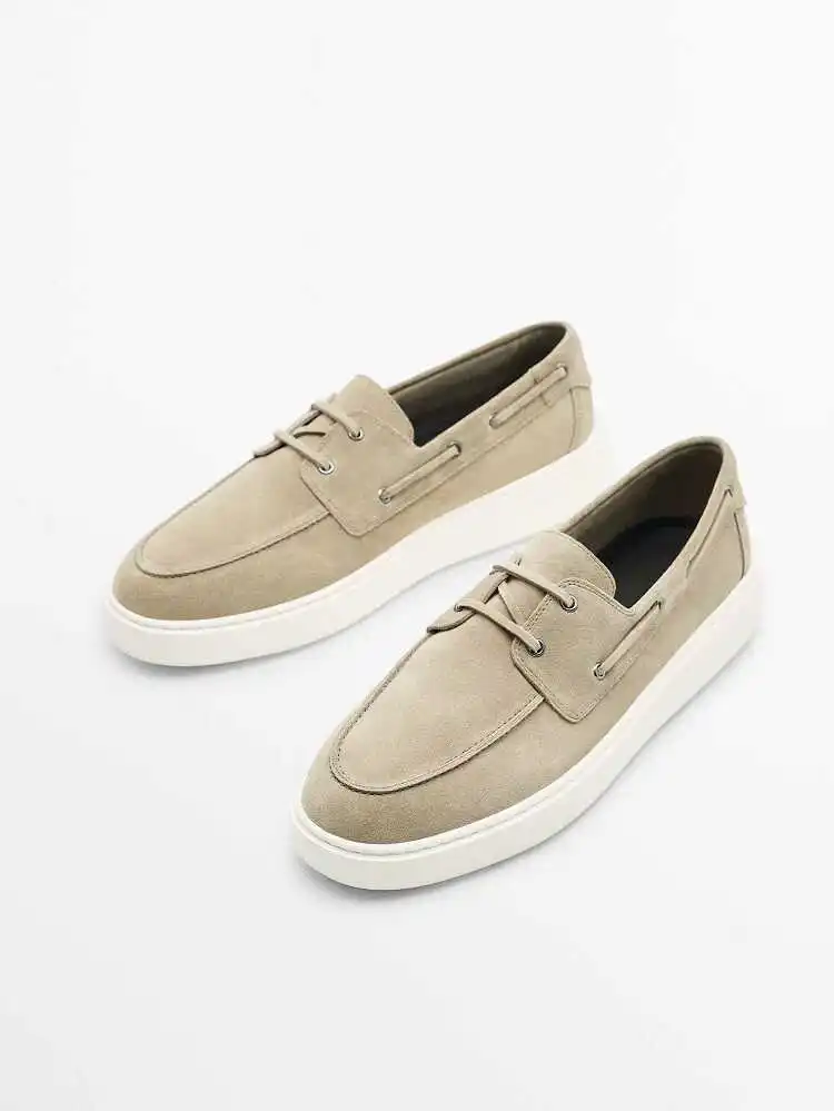 

Мужские всесезонные замшевые лоферы песочного цвета, повседневные слипоны, кожаные туфли, удобные, дышащие, с круглым носком, на низком каблуке