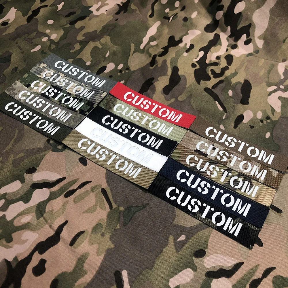 Custom Laser Cutting Luminous Patch Name Tapes White Letters Twoline Morale Tactics Military Airsoft