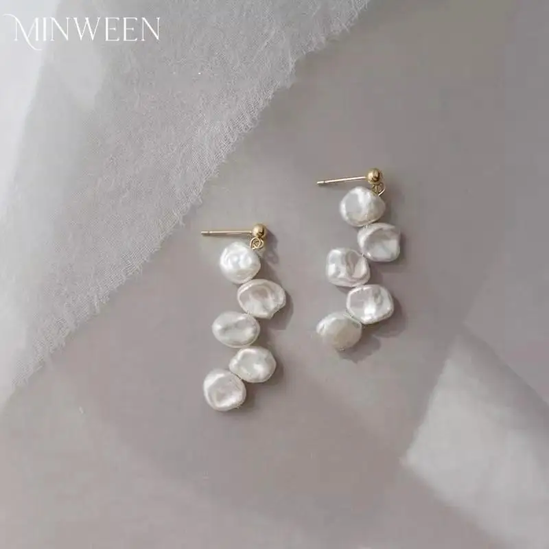 Baroque pearl ins girl imported 14K gold-packed temperament earrings super fairy personality niche trend ear clip