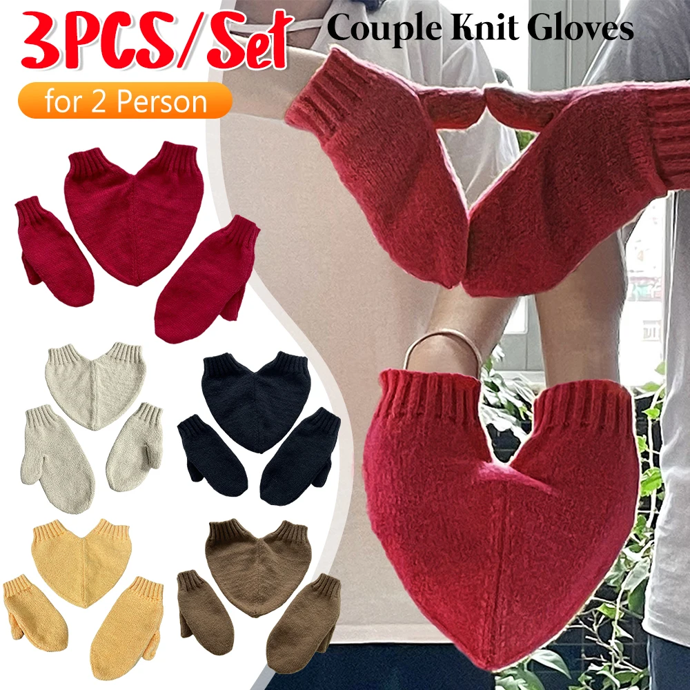 

Набор из 3 парных перчаток из флиса для влюбленных, зимние утепленные теплые перчатки, 3 цвета, подарок на Рождество для влюбленных, романтические варежки для пар