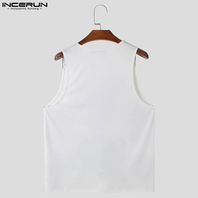 INCERUN Men Tank Tops Printing V Neck Sleeveless Summer Casual Male Vests Streetwear 2024 Fashion Leisure Men Clothing S-5XL