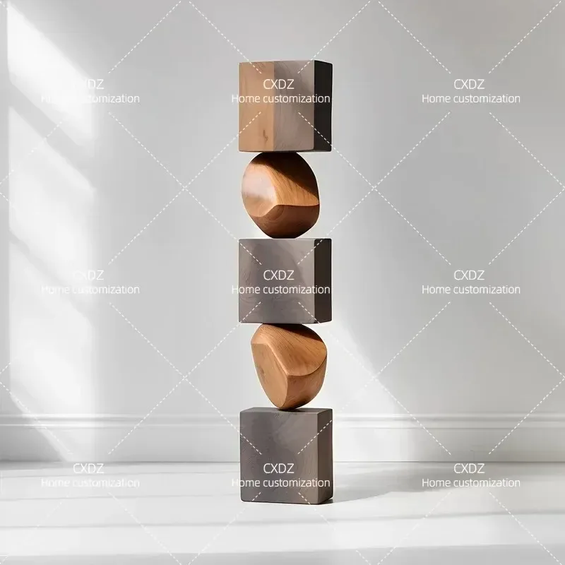 Endless Pillar Hotel Model Room Solid Wood Sculpture Art Floor Ornament Sales Office Entrance Decoration