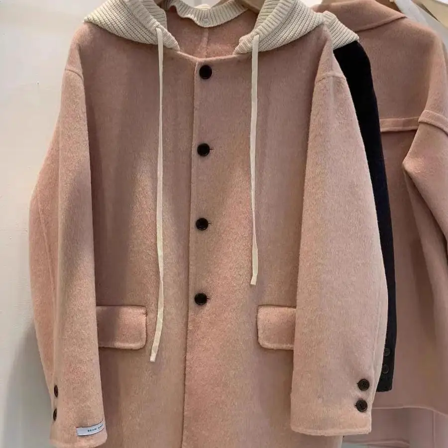 

Утепленная вязаная куртка большого размера (до 300 фунтов), с капюшоном, средней длины, с длинными рукавами, повседневная, универсальная, зимняя