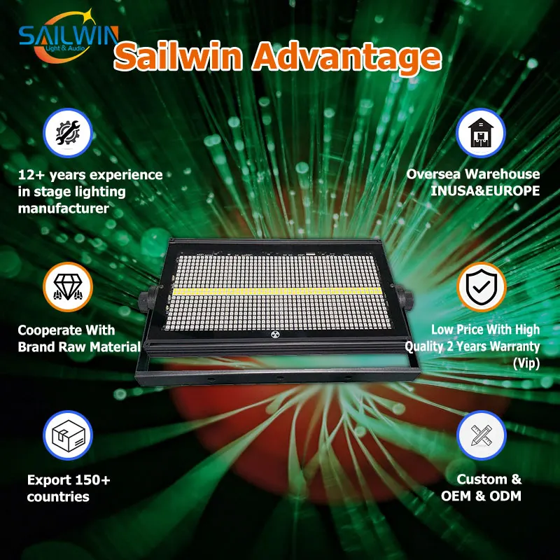 Sailwin DMX512 1000 واط RGB 8 + 8 LED ضوء إحترافي LED تتحرك رئيس ستروب ضوء الليزر لحزب DJ ديسكو المرحلة