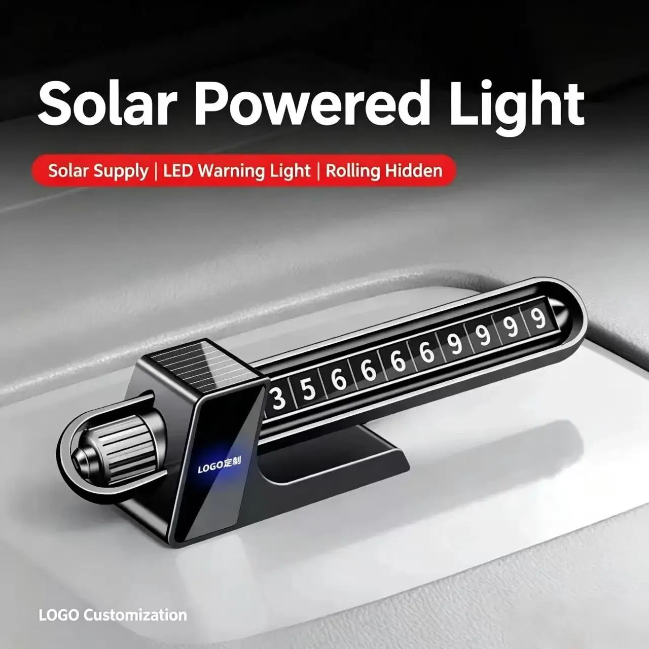 2026 New Style High‑Grade Solar Powered Car Parking Number Plate, Luminous Temporary Parking Card with Auto‑Light Up, Car Phone