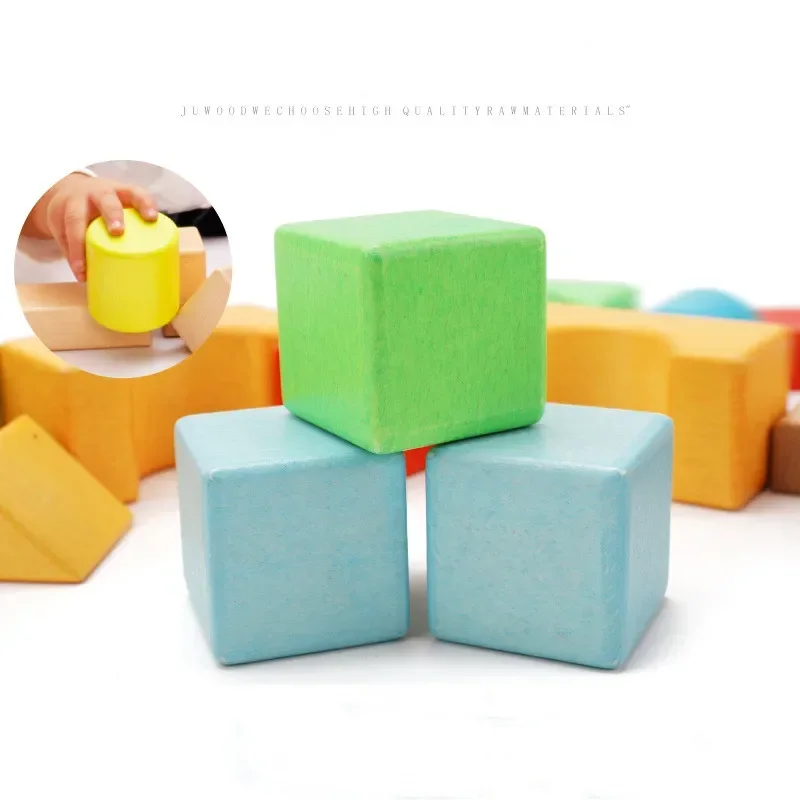 32 unids/set de bloques de construcción de colores de partículas grandes de madera, juguetes de educación temprana para niños, regalo de cumpleaños para bebés